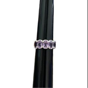 Sterling Silver Purple Amythyst Stone Oval Cut Ring Size 7.5 925